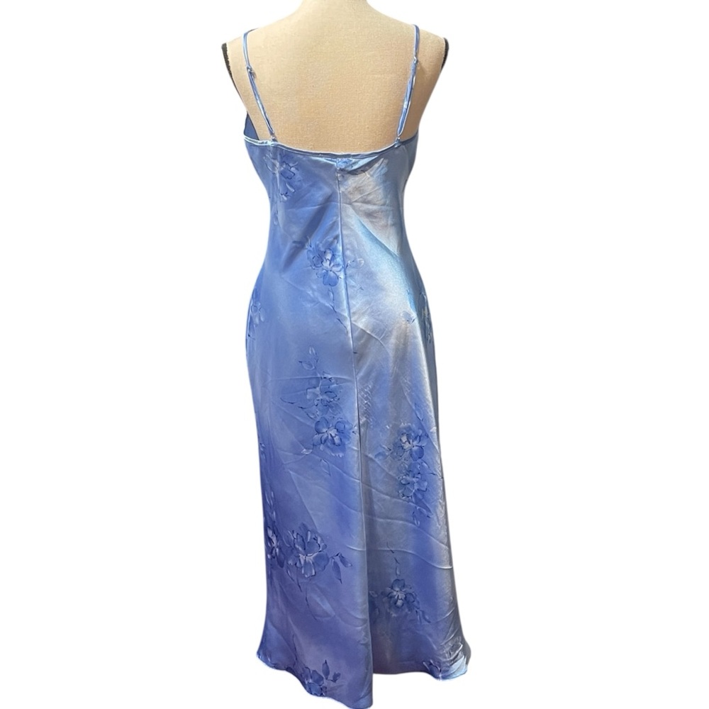 Private‎ Luxuries Vintage Blue Floral Shiny Satin Sexy Slip Dress Nightgown 8 - Picture 2 of 10